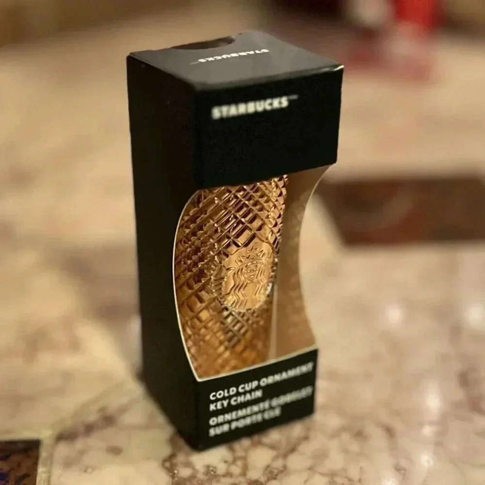 NEW Starbucks Holiday 2023 Copper Gold Prism Mini Tumbler Ornament Keychain